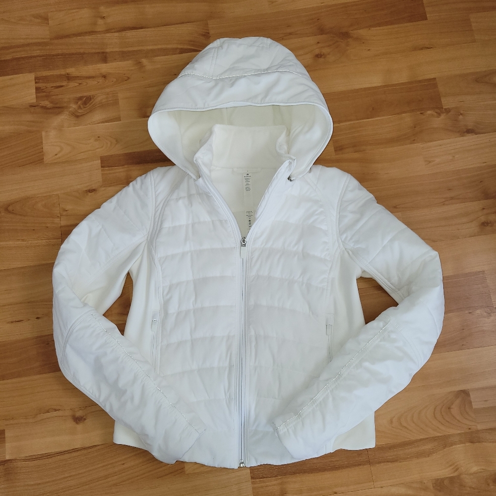 Lululemon Mile Insulated Jacket 4 White Quilted Convertible Crop
